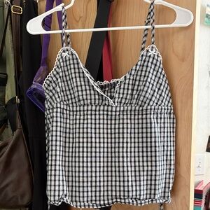 Black and White Gingham Women's Top